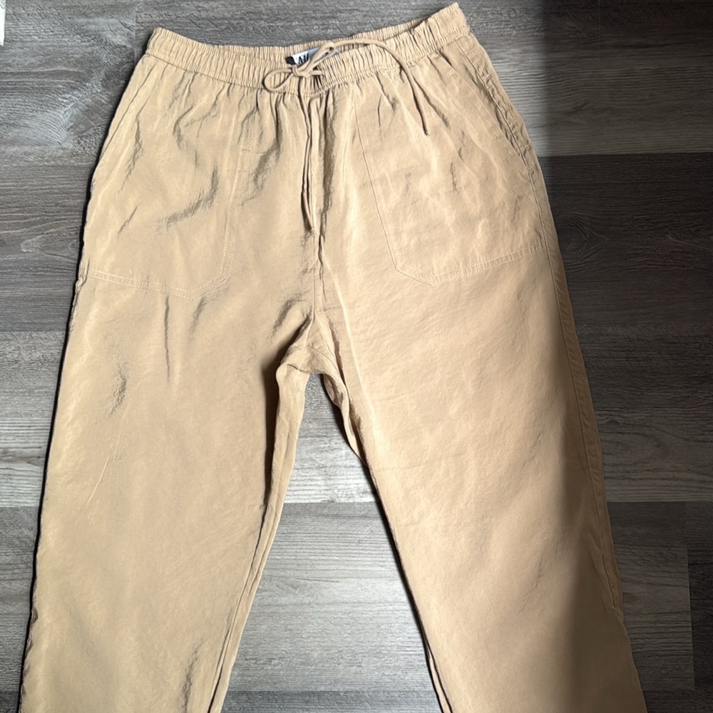 ZARA TIE FLOWY ANKLE TROUSER PANTS!
